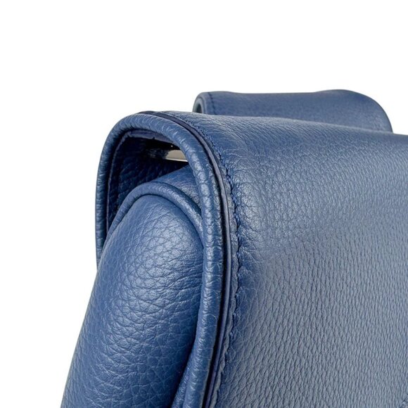 Auth Christian Dior Saddle Shoulder Bag Navy Blue Leather - z3667 - Picture 8 of 13